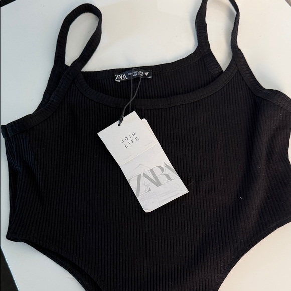 Zara Black Ribbed Bodysuit - Picture 2 of 2